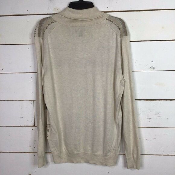 New Tasso Elba Cardigan Sweater Geo Stripe Winter White Men's XXL - Picture 2 of 6